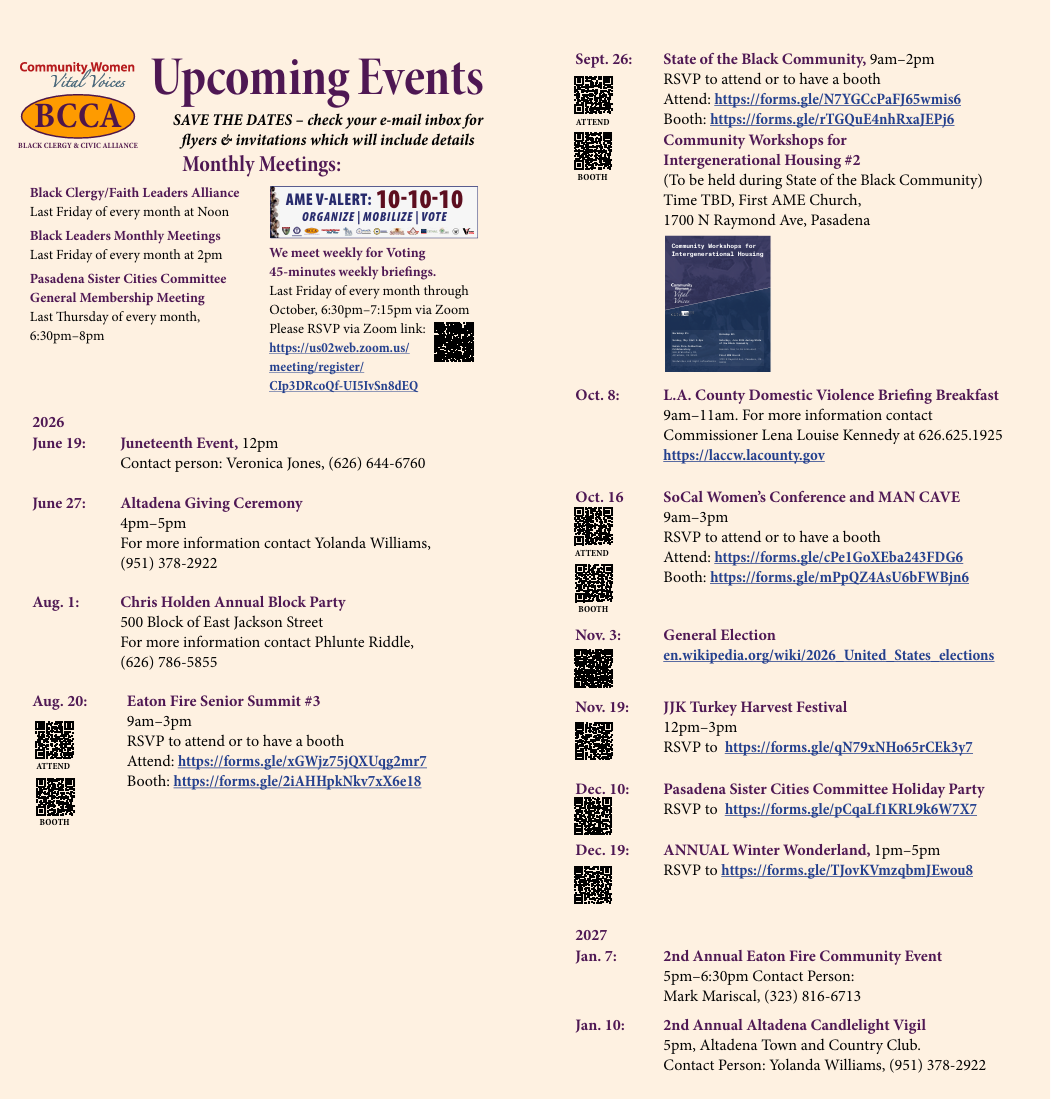 Upcoming Events 2026-2027