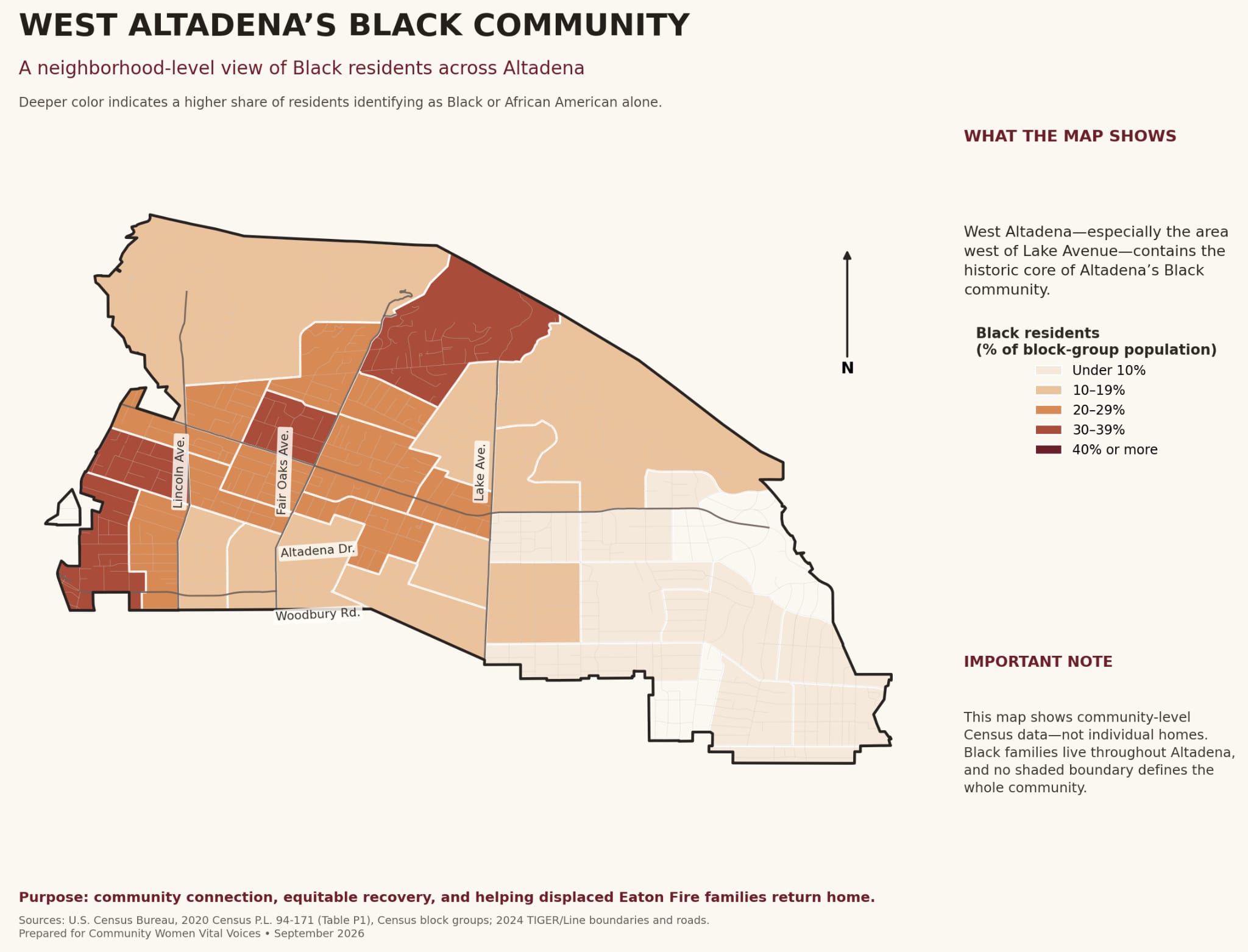 West Altadena's Black Community — neighborhood-level map of Black residents across Altadena